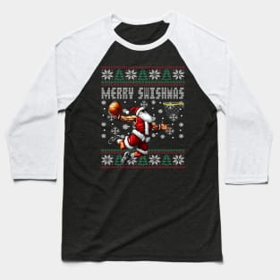 Merry Swishmas Ugly Christmas Basketball Christmas Baseball T-Shirt